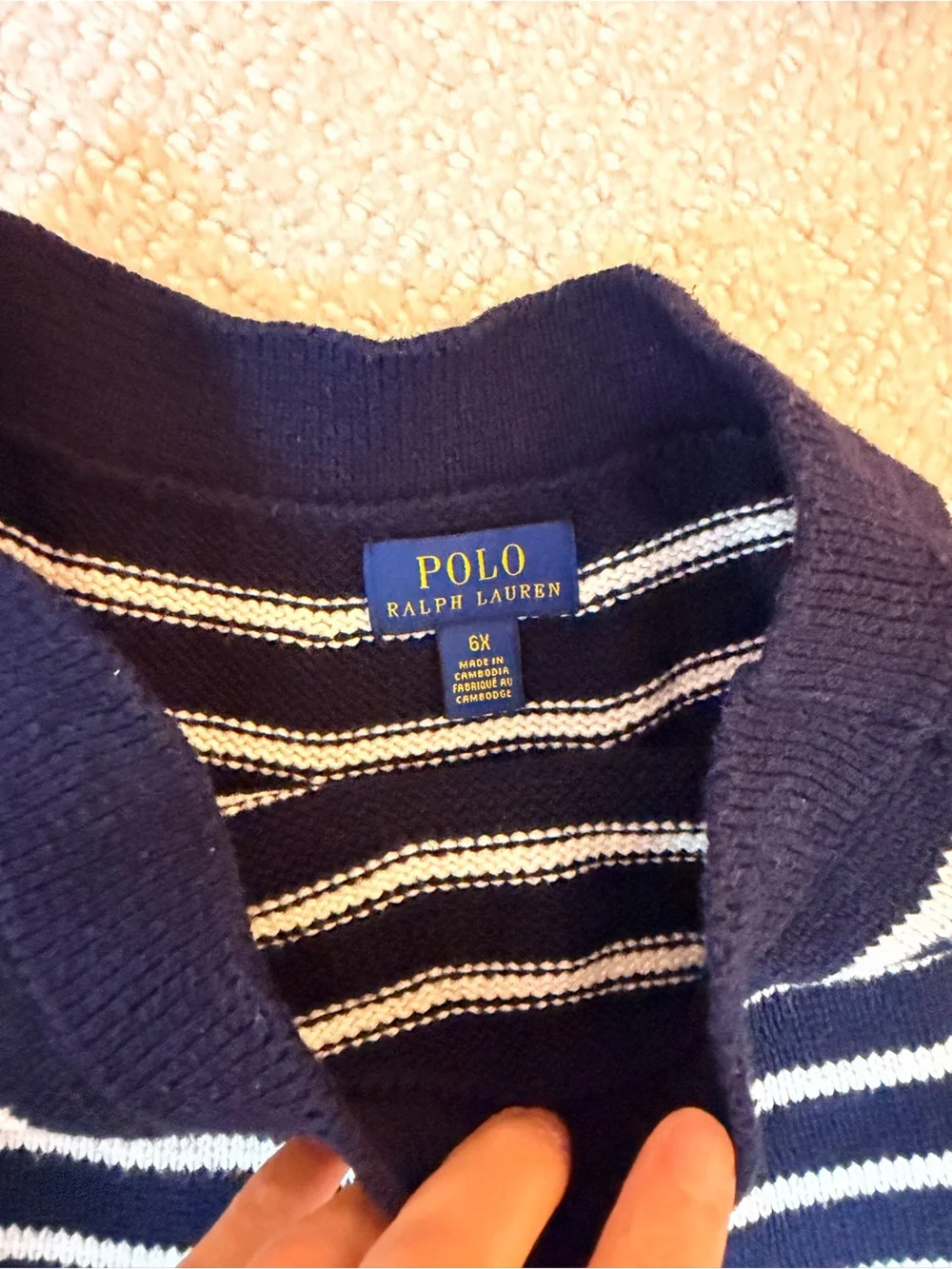 Ralph Lauren Navy & White Striped Girls Skirt and Sweater Set